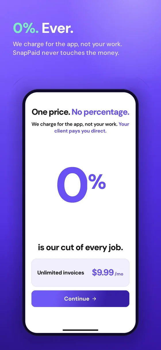 0%. Ever. One flat price for the app